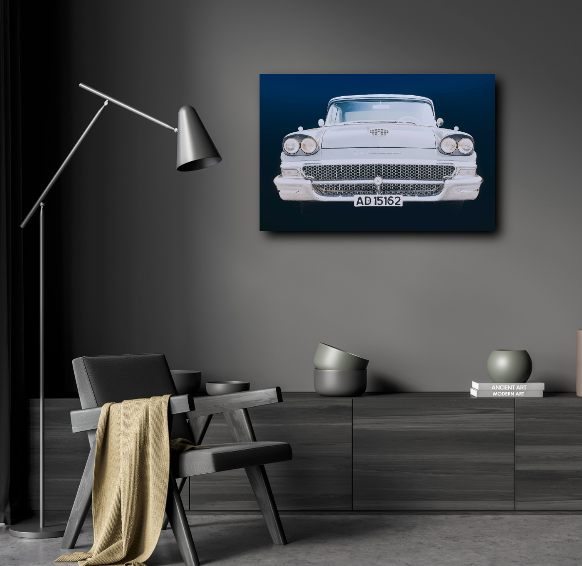 A 1958 Ford Fairlane Blue American classic car fine art photography wall art print by Douglas Carr