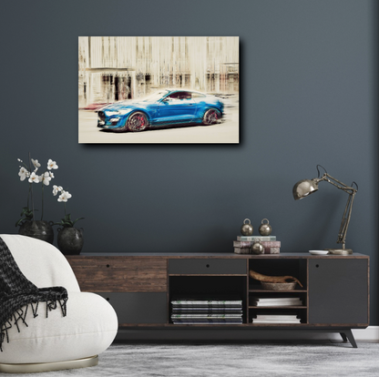 A blue Ford Mustang Shelby a American classic car wall art wall art prints art by Douglas Carr photography