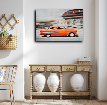 A Orange American classic car Bel Air fine art photography wall art print by Douglas Carr 