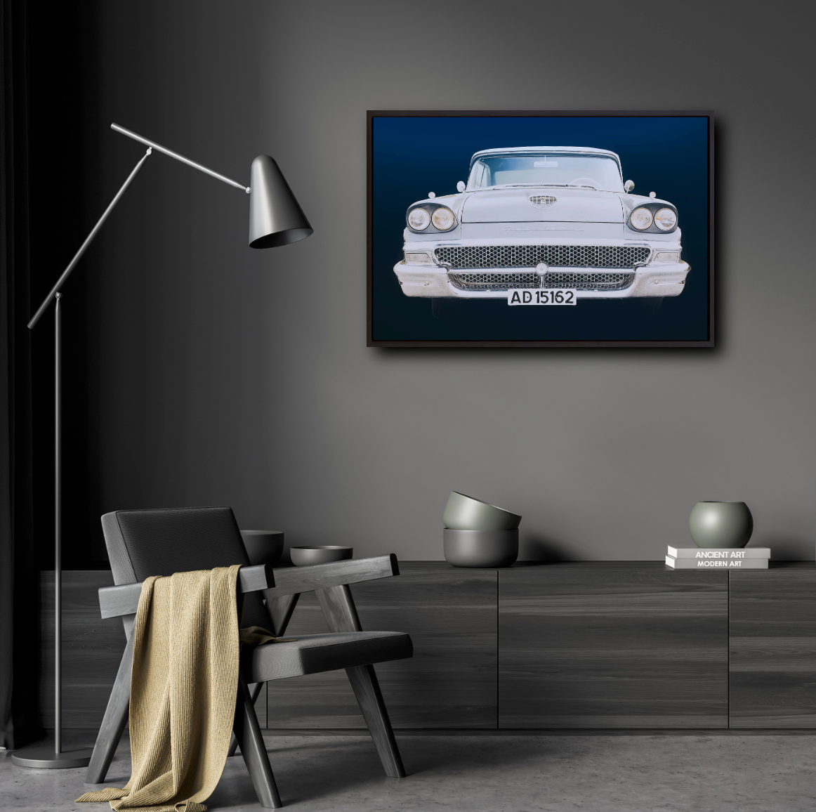 A 1958 Ford Fairlane Blue American classic car fine art photography wall art print by Douglas Carr
