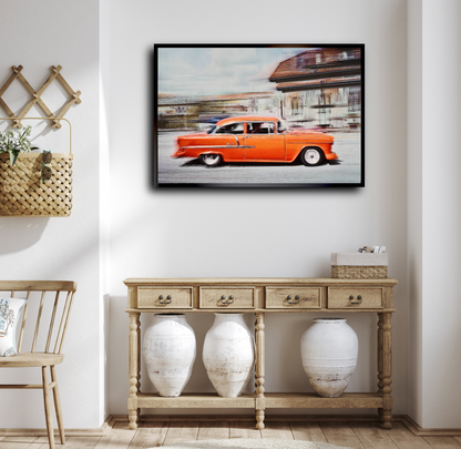 A Orange American classic car Bel Air fine art photography wall art print by Douglas Carr 