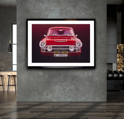 A Red Ford Cortina Mk 1 British classic car fine art photography wall art print by art Douglas Carr 