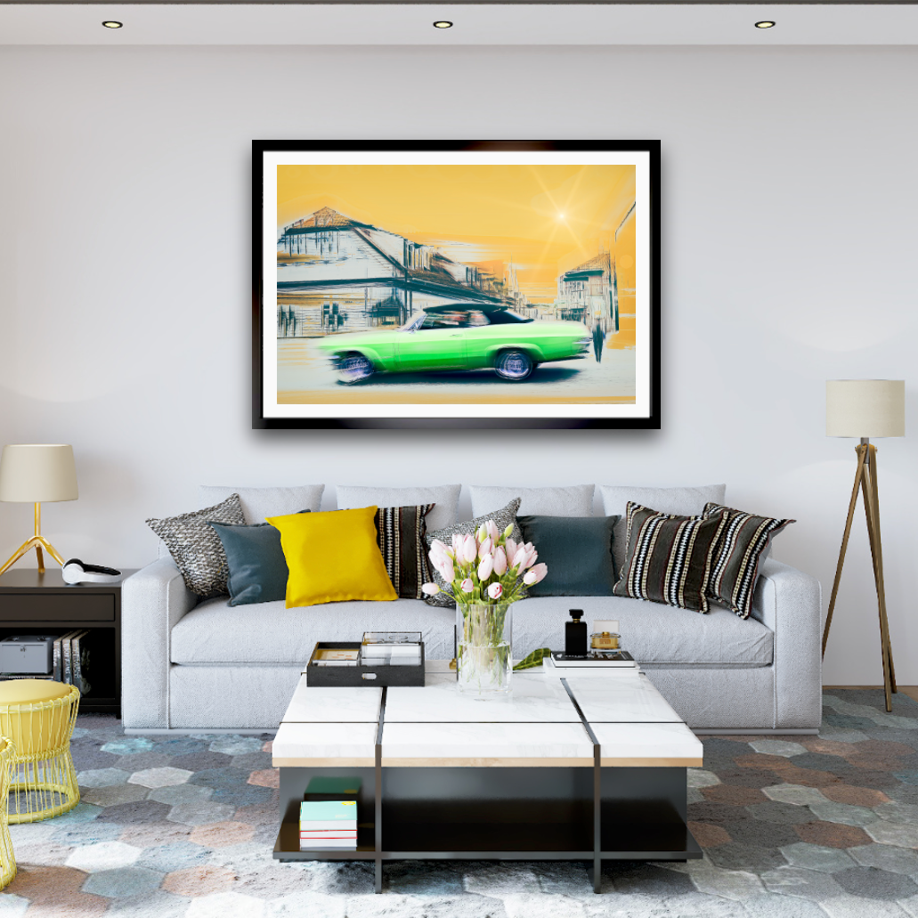 Vintage Lime a 1965 Chevrolet Impala convertible classic car fine art photography wall art print by Douglas Carr – Oslo Art Prints