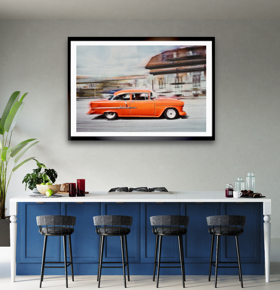 A Orange American classic car Bel Air fine art photography wall art print by Douglas Carr