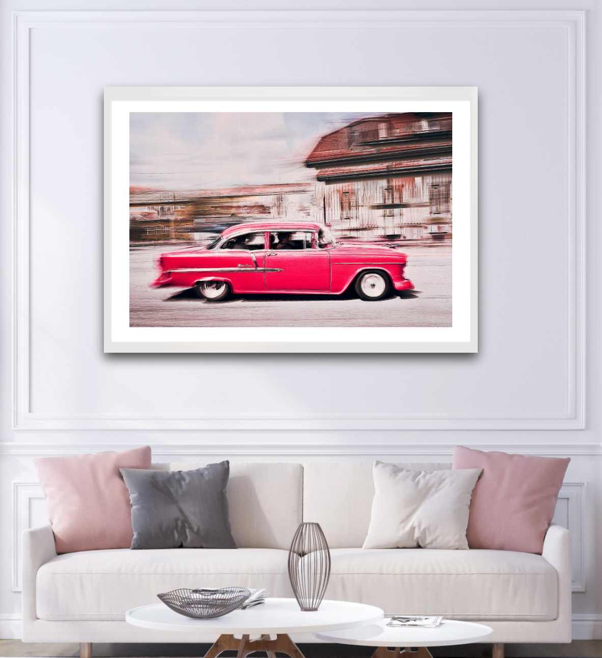 A pink 1955 Bel Air American classic car fine art photography wall art print by Douglas Carr