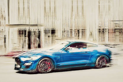 A blue Ford Mustang Shelby a American classic car wall art wall art prints art by Douglas Carr photography
