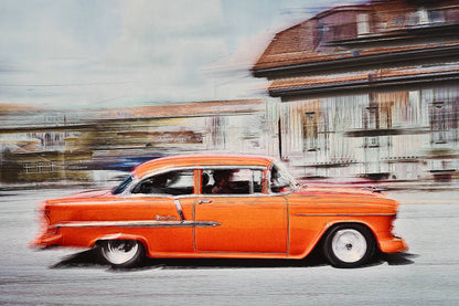 A Orange American classic car Bel Air fine art photography wall art print by Douglas Carr 