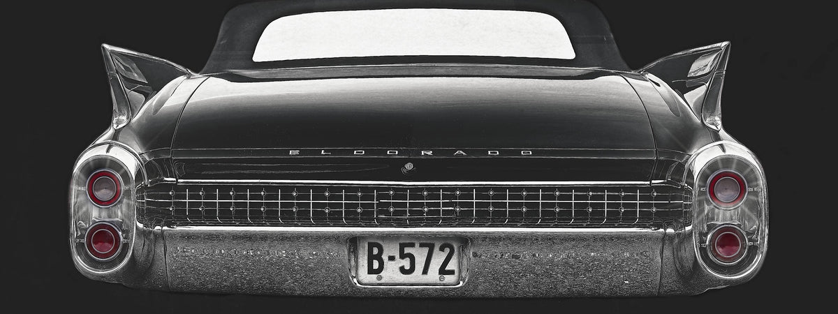 Eldorado Noir – a 1960 Cadillac Eldorado convertible from behind an American classic car fine art photography wall art print by Douglas Carr – Oslo Art Prints