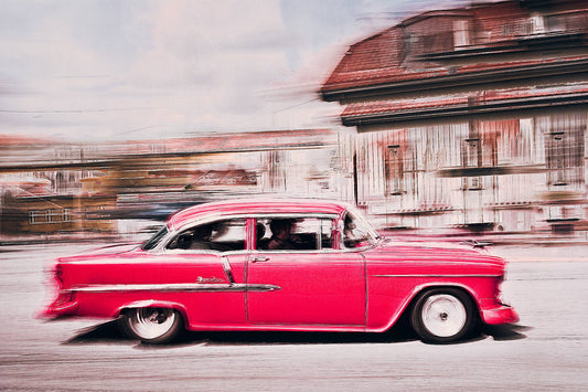 A pink 1955 Bel Air American classic car fine art photography wall art print by Douglas Carr