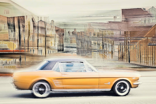 Automotive Limited Edition wall art print of American classic Golden Nugget Ford Mustang amcar by Douglas Carr Photography 
