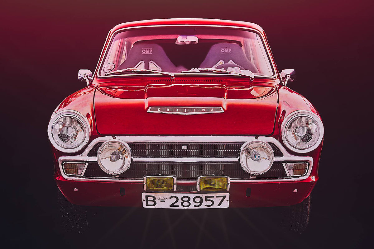A Red Ford Cortina Mk 1 British classic car fine art photography wall art print by art Douglas Carr 