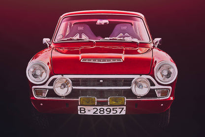 A Red Ford Cortina Mk 1 British classic car fine art photography wall art print by art Douglas Carr 